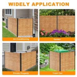 Outdoor Air Conditioner Fence Wood Privacy Fence Screen Kit W/ Black Metal Post Modular Fencing 4 Ft. X 4 Ft. (2-Panel) -Dewalt Tools Shop 48 h x 48 w 2 panels wood boztiy garden fencing wlb iw s 48 48hd01 1f 1000