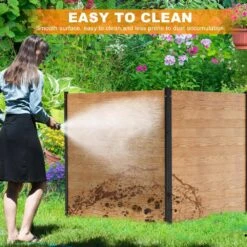 Outdoor Air Conditioner Fence Wood Privacy Fence Screen Kit W/ Black Metal Post Modular Fencing 4 Ft. X 4 Ft. (2-Panel) -Dewalt Tools Shop 48 h x 48 w 2 panels wood boztiy garden fencing wlb iw s 48 48hd01 4f 1000