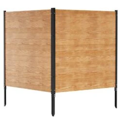 Outdoor Air Conditioner Fence Wood Privacy Fence Screen Kit W/ Black Metal Post Modular Fencing 4 Ft. X 4 Ft. (2-Panel)
