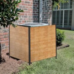 Outdoor Air Conditioner Fence Wood Privacy Fence Screen Kit W/ Black Metal Post Modular Fencing 4 Ft. X 4 Ft. (2-Panel) -Dewalt Tools Shop 48 h x 48 w 2 panels wood boztiy garden fencing wlb iw s 48 48hd01 c3 1000