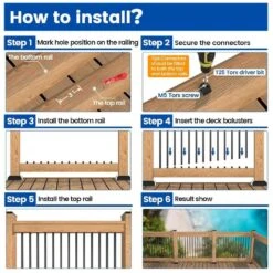 26 In. H X 0.75 In. W Black Aluminum Square Deck Baluster Railing Kit For Porch And Fencing 100-Pack -Dewalt Tools Shop afoxsos deck railing systems 59sa05548 1f 1000