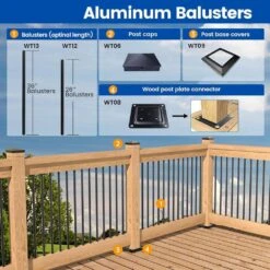 26 In. H X 0.75 In. W Black Aluminum Square Deck Baluster Railing Kit For Porch And Fencing 100-Pack -Dewalt Tools Shop afoxsos deck railing systems 59sa05548 fa 1000