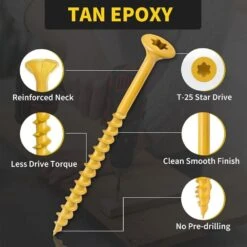 Epoxy Coated Rust Resistant Wood Screws Tan 3 In. No Pre-Drilling T25 Star Drive (105-Pack) For Decking And Fencing -Dewalt Tools Shop afoxsos specialty hardware sa1121094 4f 1000