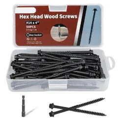 Carbon Steel Black Rust-Resistant Heavy-Duty Structural Wood Screws (50-Pack) For Outdoor Decking And Fencing