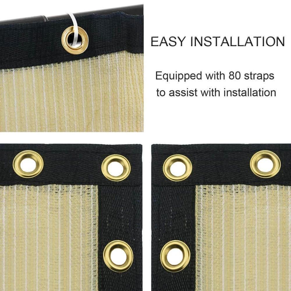 6' X 50' Sand-Color HDPE Privacy Screen Fence, Heavy Duty Fencing Mesh Shade Net Cover For Wall Garden Yard Backyard 4 6' X 50' Sand-Color HDPE Privacy Screen Fence, Heavy Duty Fencing Mesh Shade Net Cover For Wall Garden Yard Backyard - Image 2