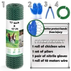 17 In. X 17 Ft. Chicken Wire Fencing Mesh, 0.6 In. Hexagonal Galvanized Hardware Cloth For Coop Barrier Rabbit Cage -Dewalt Tools Shop angel sar chicken wire dz30zj59 1f 1000