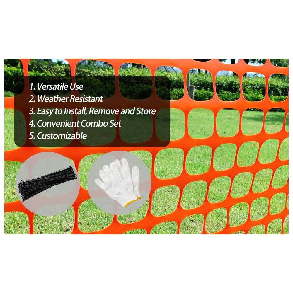 Yellow 4 Ft. X 100 Ft. Plastic Mesh Fence, Roll W/100 Zip Ties Temporary Netting For Garden Fencing, Construction, Snow 6 Yellow 4 Ft. X 100 Ft. Plastic Mesh Fence, Roll W/100 Zip Ties Temporary Netting For Garden Fencing, Construction, Snow - Image 4