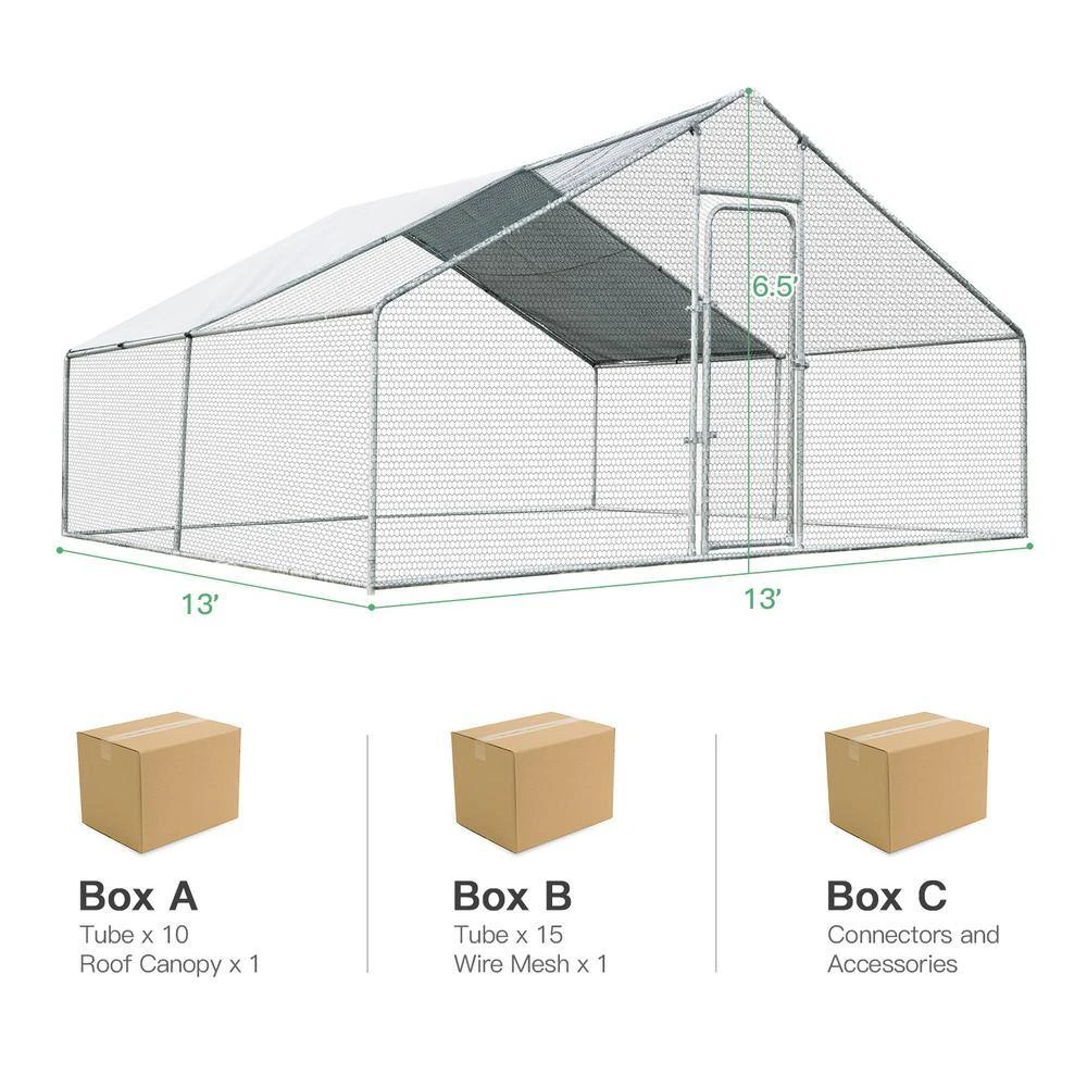 13 Ft. X 13 Ft. Steel Walk-in Chicken Coop Poultry Fencing 8 13 Ft. X 13 Ft. Steel Walk-in Chicken Coop Poultry Fencing - Image 6