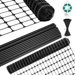 Garden Fence Snow Fence 40 In. X 100 Ft. Plastic Safety Fence Plastic Mesh+30 Steel Stakes Temporary Fencing With Stakes
