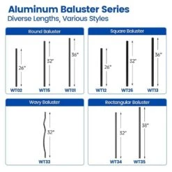 50-Pack 32 X 1 Aluminum Wavy Deck Railing Metal Spindles With Screws Curved Balusters For Wood Composite Fencing -Dewalt Tools Shop black afoxsos balusters spindles sa1121371 fa 1000