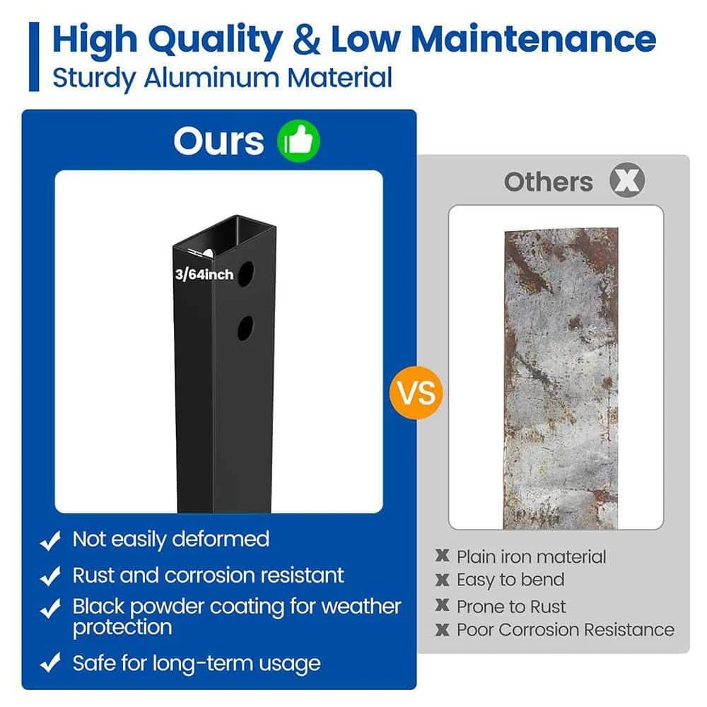 50-Pack 38 In. X 1 In. Aluminum Rectangular Deck Balusters Metal Spindles With Screws For Wood Composite Fencing 6 50-Pack 38 In. X 1 In. Aluminum Rectangular Deck Balusters Metal Spindles With Screws For Wood Composite Fencing - Image 4