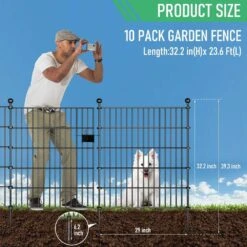 32 In. 10-Panels Outdoor Garden Metal Fencing For Border Backyard, Dog Fence -Dewalt Tools Shop black afoxsos garden fencing hdph005ot075 4f 1000