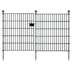 32 In. 10-Panels Outdoor Garden Metal Fencing For Border Backyard, Dog Fence