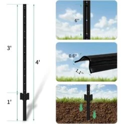 3.4 In. W 48 In. H Metal Fence Post T Post For Wire Fence, No Dig Steel U Post Fencing In Black (15 Pieces) -Dewalt Tools Shop black afoxsos t posts u posts snph020in0184 4f 1000