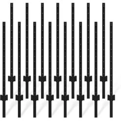 3.4 In. W 48 In. H Metal Fence Post T Post For Wire Fence, No Dig Steel U Post Fencing In Black (15 Pieces)