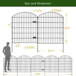 14.75 Ft. Black Metal Garden Gate And Fences Outdoor, Heavy-Duty Fencing For The Yard Privacy Temporary Animal Barrier -Dewalt Tools Shop black angel sar garden fencing ed78kc52 1f 1000