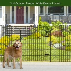 14.75 Ft. Black Metal Garden Gate And Fences Outdoor, Heavy-Duty Fencing For The Yard Privacy Temporary Animal Barrier -Dewalt Tools Shop black angel sar garden fencing ed78kc52 31 1000