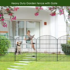 14.75 Ft. Black Metal Garden Gate And Fences Outdoor, Heavy-Duty Fencing For The Yard Privacy Temporary Animal Barrier -Dewalt Tools Shop black angel sar garden fencing ed78kc52 c3 1000