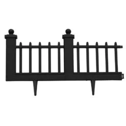 Estate Series 24 In. X 15 In. Plastic Colonial Wrought-Iron Style Border Garden Fencing, 10 Ft. Included