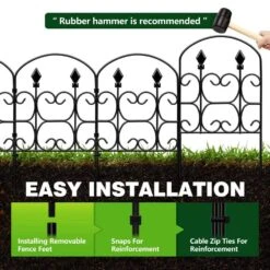 24. 5 In. (H) X 10. 8 Ft. (L) Garden Fencing Animal Barrier 10-Piece Rustproof Iron Fence Panels Black No Dig Fence -Dewalt Tools Shop black fawey tred inc garden fencing avjzv6n5 1f 1000