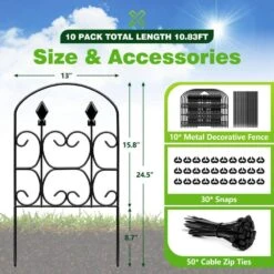 24. 5 In. (H) X 10. 8 Ft. (L) Garden Fencing Animal Barrier 10-Piece Rustproof Iron Fence Panels Black No Dig Fence -Dewalt Tools Shop black fawey tred inc garden fencing avjzv6n5 4f 1000
