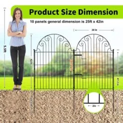 Decorative Garden Fence 10 Panels, No Dig Rustproof Iron Fencing 42 In. (H) X 25 Ft. (L) Garden Fencing -Dewalt Tools Shop black fawey tred inc garden fencing avl4jbfv 4f 1000