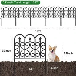 32 In. (H) X 10 Ft. (L) Garden Fencing Animal Barrier 5-Piece Rustproof Metal Fence Panels Black No Dig Fence -Dewalt Tools Shop black fawey tred inc garden fencing avlk7l56 4f 1000
