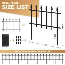 Decorative Garden Metal Fence 10 Ft. (L) X 19.3 In. (H) 7 Panels Heavy Duty Garden Fencing -Dewalt Tools Shop black fawey tred inc garden fencing avmfbfh2 4f 1000