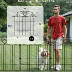 10-Panels Metal Decorative Garden Fence 32 In. (H) X 23.6 Ft. (L) Rustproof Animal Barrier Fencing For Dog -Dewalt Tools Shop black fawey tred inc garden fencing avp2q64n 31 1000