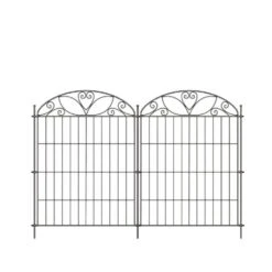10-Panels Metal Decorative Garden Fence 32 In. (H) X 23.6 Ft. (L) Rustproof Animal Barrier Fencing For Dog