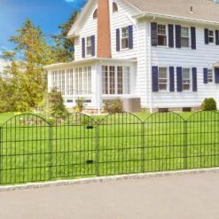 No Dig Garden Fencing, Steel Garden Fence With Gate 36 In. (H) X 11.7 Ft. (L), 1 Gate+ 4 Panels -Dewalt Tools Shop black fawey tred inc garden fencing avp9g3l6 31 1000