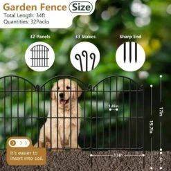 32 Panels Metal Decorative Garden Fence 23 In. (H) X 34 Ft. (L) Rustproof Metal Animal Barrier Fencing -Dewalt Tools Shop black fawey tred inc garden fencing avpgt9q2 4f 1000