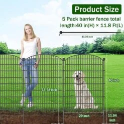 No Dig Decorative Garden Fence 5 Panels With Gate, 40 In. (H) X 11.8 Ft. (L) Metal Animal Barrier Ground Stakes Fencing -Dewalt Tools Shop black fawey tred inc garden fencing avs23rps 1f 1000