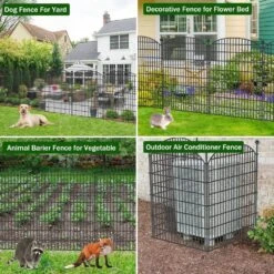 No Dig Decorative Garden Fence 5 Panels With Gate, 40 In. (H) X 11.8 Ft. (L) Metal Animal Barrier Ground Stakes Fencing -Dewalt Tools Shop black fawey tred inc garden fencing avs23rps 31 1000