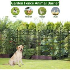 No Dig Decorative Garden Fence 5 Panels With Gate, 40 In. (H) X 11.8 Ft. (L) Metal Animal Barrier Ground Stakes Fencing -Dewalt Tools Shop black fawey tred inc garden fencing avs23rps 44 1000