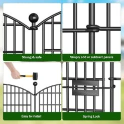 No Dig Decorative Garden Fence 5 Panels With Gate, 40 In. (H) X 11.8 Ft. (L) Metal Animal Barrier Ground Stakes Fencing -Dewalt Tools Shop black fawey tred inc garden fencing avs23rps 4f 1000