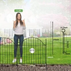 Iron Garden Fencing 5 Panels-24 In. (H) X 10 Ft. (L) With Lock Rustproof Metal Wire Rabbit Dog Garden Border Fencing -Dewalt Tools Shop black fawey tred inc garden fencing avzs9yf2 1f 1000