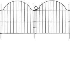 Iron Garden Fencing 5 Panels-24 In. (H) X 10 Ft. (L) With Lock Rustproof Metal Wire Rabbit Dog Garden Border Fencing