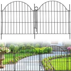 Iron Garden Fencing 5 Panels-24 In. (H) X 10 Ft. (L) With Lock Rustproof Metal Wire Rabbit Dog Garden Border Fencing -Dewalt Tools Shop black fawey tred inc garden fencing avzs9yf2 fa 1000