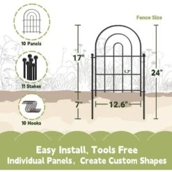 10 Ft (L) X 17 In (H) Metal Decorative Garden Fencing For Animal Barrier, Panels Fences With Hooks, 10 Pack -Dewalt Tools Shop black fawey tred inc garden fencing dang5cw 4f 1000