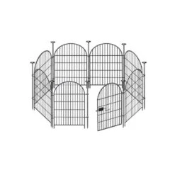 Garden Fence Animal Barrier With Gate 32 In. (H) X 17. 5 Ft. (L) 8 Panels Rustproof Metal Wire Tall Fencing Border