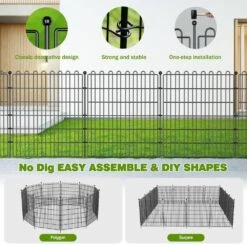 15 Panels Metal Garden Fence With Gate, 32 In. (H) X 35.4 Ft. (L) No Dig Animal Barrier Fencing -Dewalt Tools Shop black fawey tred inc garden fencing ny250fc 19 1f 1000