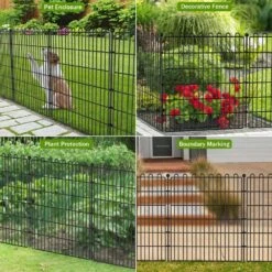 15 Panels Metal Garden Fence With Gate, 32 In. (H) X 35.4 Ft. (L) No Dig Animal Barrier Fencing -Dewalt Tools Shop black fawey tred inc garden fencing ny250fc 19 31 1000