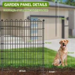 15 Panels Metal Garden Fence With Gate, 32 In. (H) X 35.4 Ft. (L) No Dig Animal Barrier Fencing -Dewalt Tools Shop black fawey tred inc garden fencing ny250fc 19 4f 1000