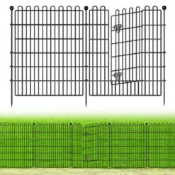 15 Panels Metal Garden Fence With Gate, 32 In. (H) X 35.4 Ft. (L) No Dig Animal Barrier Fencing -Dewalt Tools Shop black fawey tred inc garden fencing ny250fc 19 c3 1000