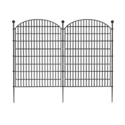 43.78 In 10 Panels No Dig Decorative Garden Fence, Rustproof Metal Animal Barrier Ground Stakes Fencing