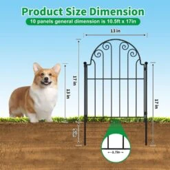 Decorative Garden Fence 10 Panels No Dig Rustproof Metal Fencing 17 In. Animal Barrier Border For Dog -Dewalt Tools Shop black fawey tred inc garden fencing ny250fc 25 1f 1000