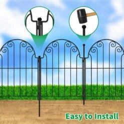 Decorative Garden Fence 10 Panels No Dig Rustproof Metal Fencing 17 In. Animal Barrier Border For Dog -Dewalt Tools Shop black fawey tred inc garden fencing ny250fc 25 44 1000