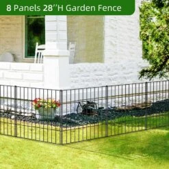 28 In (H) X 18.7 Ft (L) Metal Garden Fence 8 Panels Plus 9 Stakes Dog Fence Border Fence No Dig Garden Fencing -Dewalt Tools Shop black fawey tred inc garden fencing ny250fc 3 44 1000