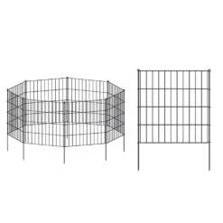 28 In (H) X 18.7 Ft (L) Metal Garden Fence 8 Panels Plus 9 Stakes Dog Fence Border Fence No Dig Garden Fencing